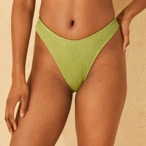 🪴$5/25🪴 Green Pucker Textured Low-Rise Extra Cheeky Bikini Swim Bottom Medium